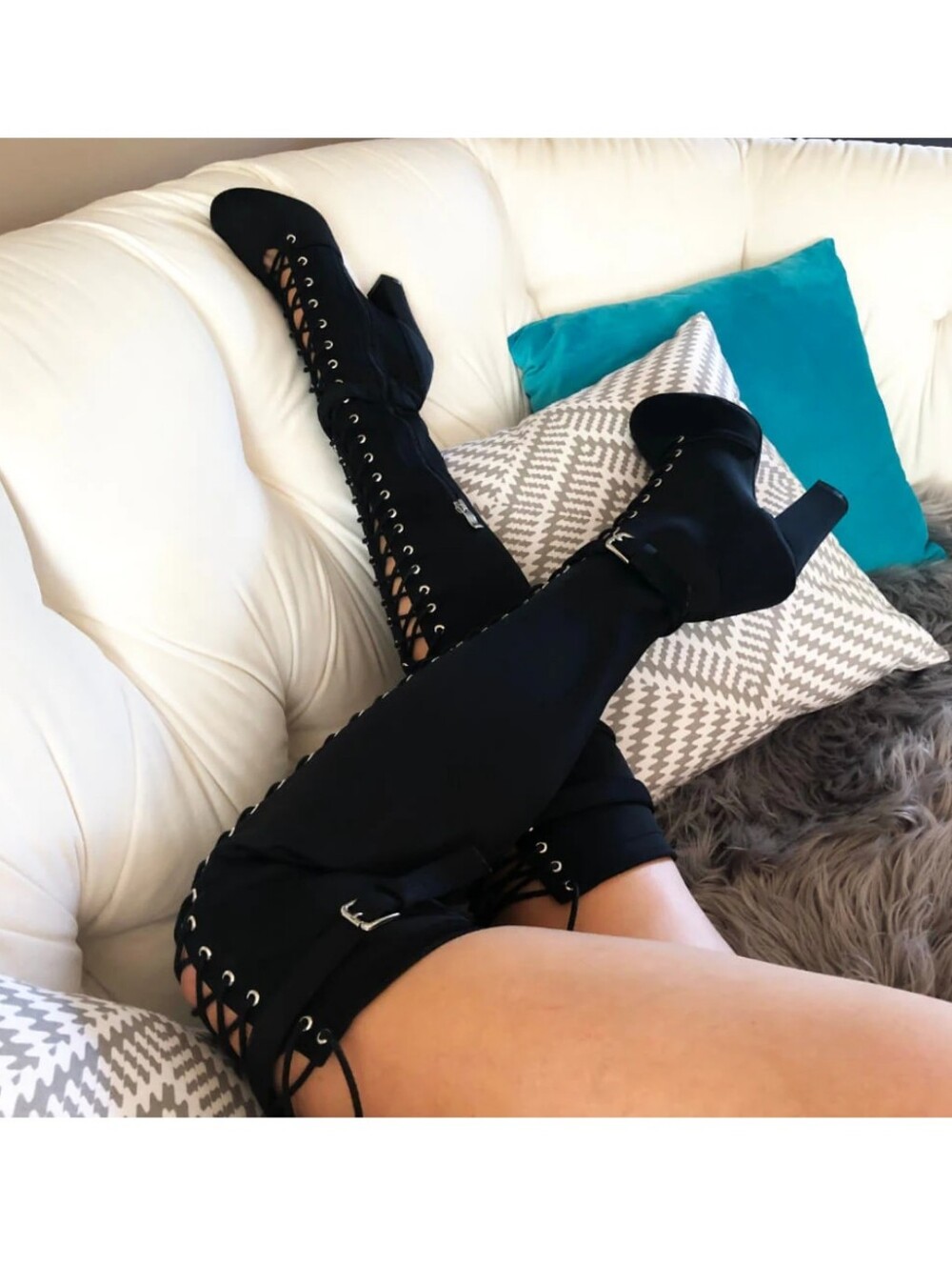 Lailani Thigh High 4" Chunky Heel Boots